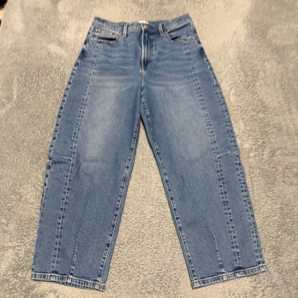 Pistola Eli High Rise Barrel Jeans Womens 30 (30x25) Arched Curved Leg Cropped